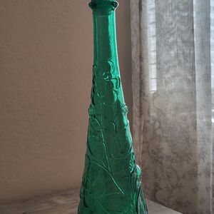 Green Embossed Glass Vase